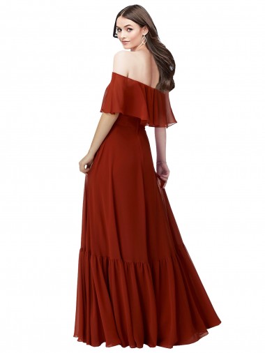 Off the Shoulder Ruffle Chiffon Bridesmaid Dress UK