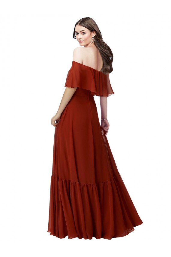 Off the Shoulder Ruffle Chiffon Bridesmaid Dress UK