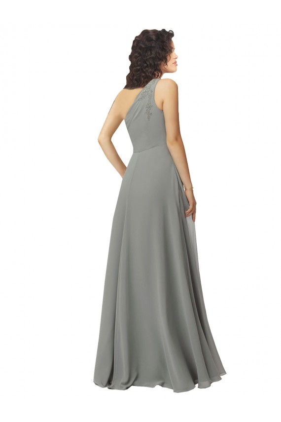Embroidered One Shoulder Chiffon Bridesmaid Dress UK