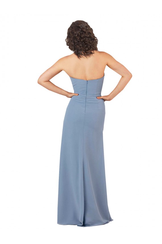 Simple Strapless Chiffon Bridesmaid Dress with Rounded Neckline UK