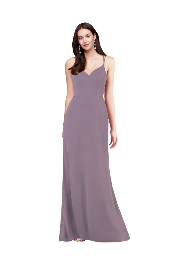 Simple Floor-Length Chiffon Formal Bridesmaid Dress with Criss-Cross Back UK