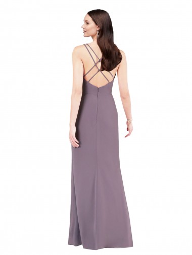 Simple Floor-Length Chiffon Formal Bridesmaid Dress with Criss-Cross Back UK