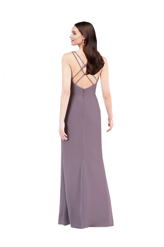 Simple Floor-Length Chiffon Formal Bridesmaid Dress with Criss-Cross Back UK