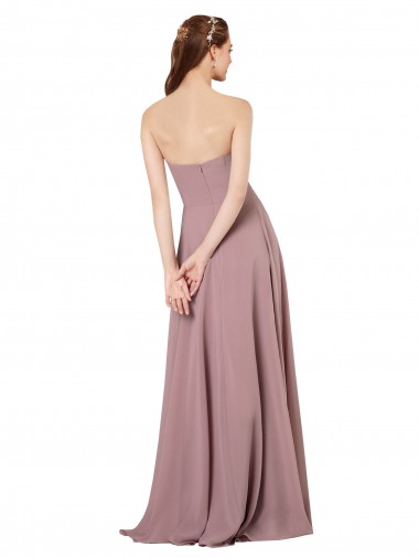 Strapless Chiffon Bridesmaid Dress with Notched Neckline UK