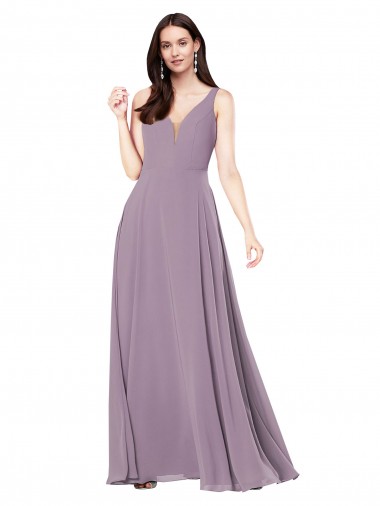 Long Chiffon Formal Bridesmaid Dress with Open Back UK