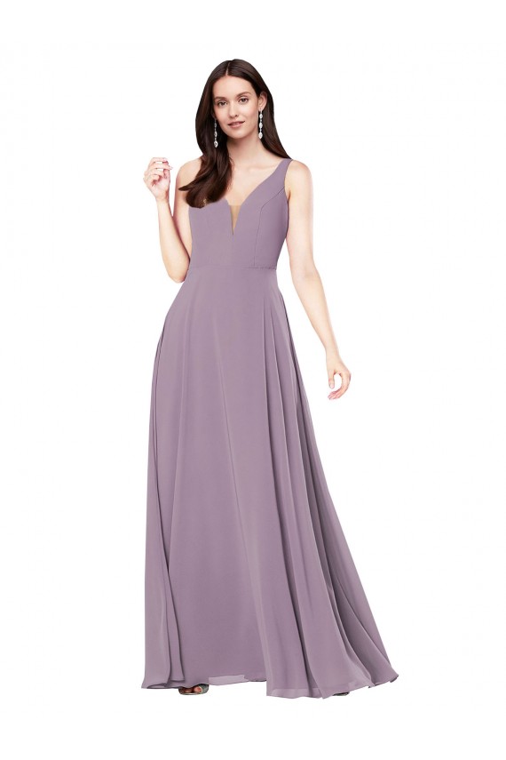 Long Chiffon Formal Bridesmaid Dress with Open Back UK