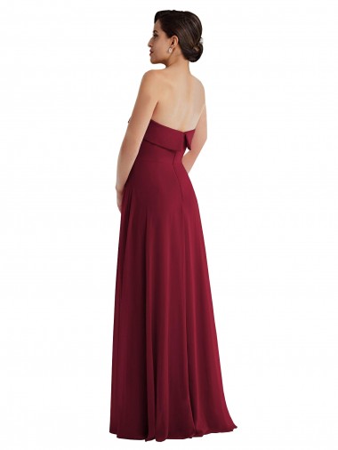 Cuffed Strapless Maxi Formal Bridesmaid Dress with Front Slit UK