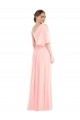 One Shoulder Bell Sleeves Chiffon Maxi Bridesmaid Dress UK