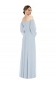 Off the Shoulder Puff Sleeve Maxi Formal Bridesmaid Dress with Front Slit UK
