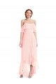 Off the Shoulder Ruffled High Low Maxi Bridesmaid Dress UK