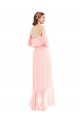 Off the Shoulder Ruffled High Low Maxi Bridesmaid Dress UK