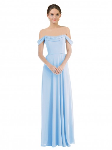 Off the Shoulder Draped Neckline Maxi Formal Bridesmaid Dress UK