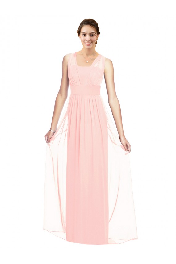 V-Neck Full Length Chiffon Bridesmaid Dress UK