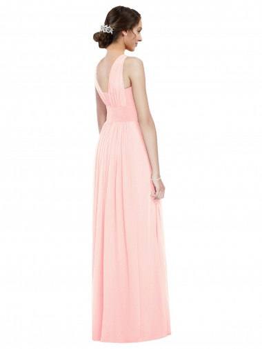 V-Neck Full Length Chiffon Bridesmaid Dress UK