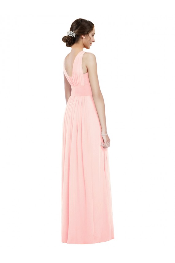 V-Neck Full Length Chiffon Bridesmaid Dress UK
