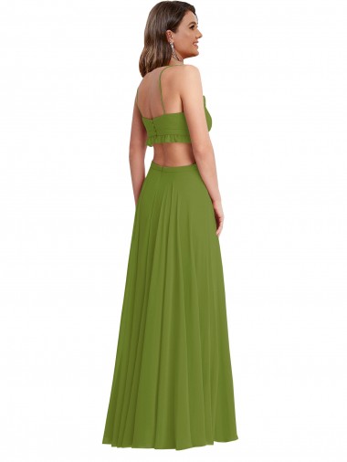 Ruffled Chiffon Cutout Maxi Bridesmaid Dress UK