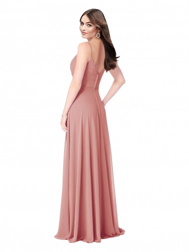 Twist-Knot V-Neck Long Chiffon Bridesmaid Dress UK
