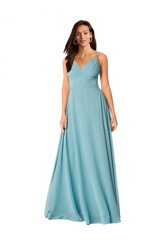 Draped Empire V-Neck Chiffon Bridesmaid Dress UK