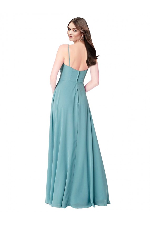 Draped Empire V-Neck Chiffon Bridesmaid Dress UK