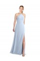 Halter Neck Long Chiffon Bridesmaid Dress with Strappy Back and Daring Side Slit UK
