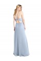 Halter Neck Long Chiffon Bridesmaid Dress with Strappy Back and Daring Side Slit UK