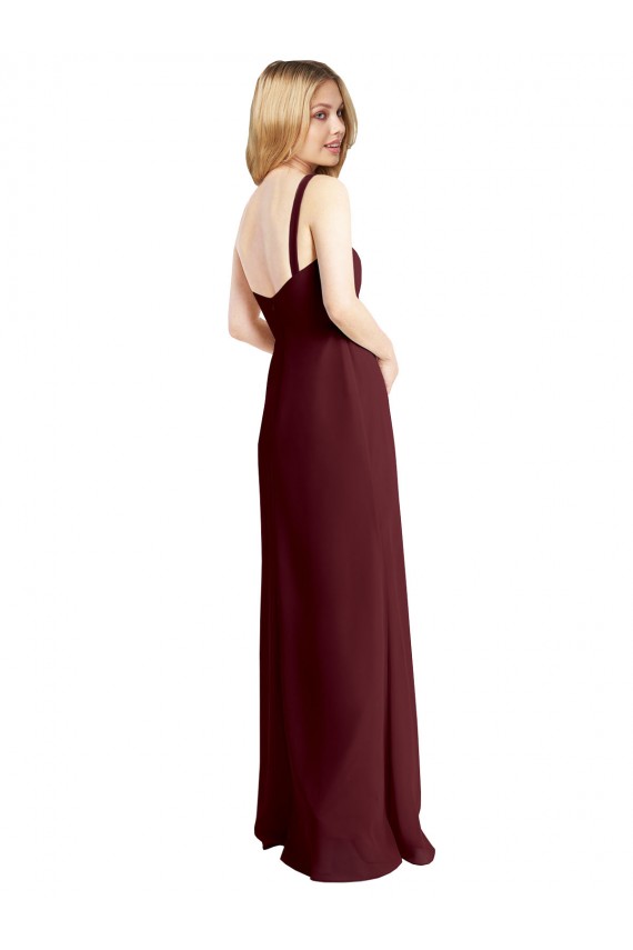 Square Neckline Soft A-Line Chiffon Bridesmaid Dress with Side Slit UK