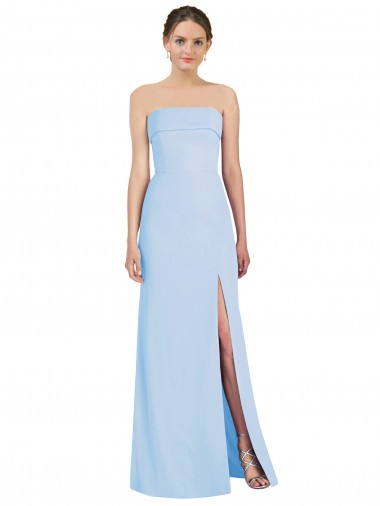 Strapless Trumpet Chiffon Formal Bridesmaid Dress with Thigh high Slit UK