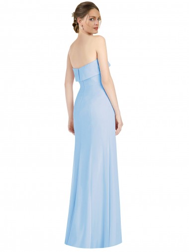 Strapless Trumpet Chiffon Formal Bridesmaid Dress with Thigh high Slit UK