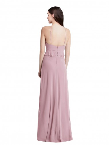 Bias Ruffle Empire Waist Halter Maxi Bridesmaid Dress UK