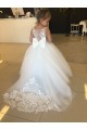 Champagne Ball Gown Sweetheart Chapel Train Sleeveless Flower Girl Dress UK