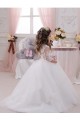 Ivory Ball Gown Bateau Neck Long Chapel Train Sleeveless Flower Girl Dress UK