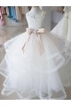 Ivory Ball Gown High Neck Floor Length Flower Girl Dress UK