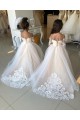 Ivory Ball Gown Sweetheart Chapel Train Long Sleeve Flower Girl Dress UK