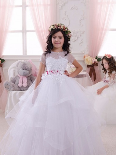 Ivory Ball Gown Sweetheart Floor Length Flower Girl Dress UK
