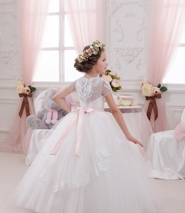 Ivory Ball Gown Sweetheart Sleeveless Long Flower Girl Dress UK