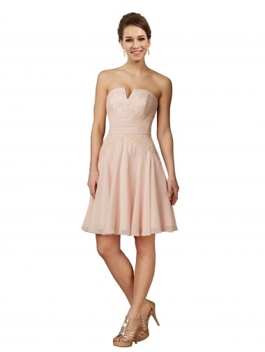 Lace and Chiffon Bridesmaid Dress / Cocktail Dress with Unique Neckline UK
