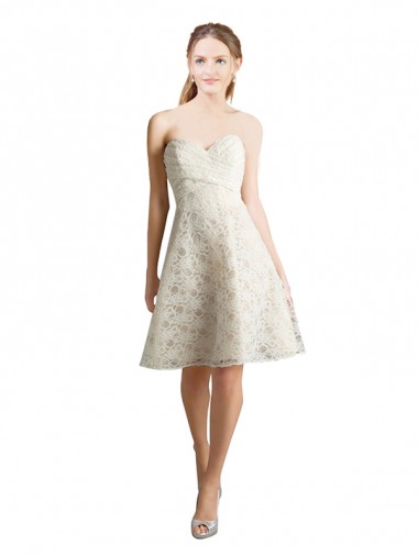 Lace Bridesmaid Dress / Cocktail Dress with Draped Sweetheart Neckline UK