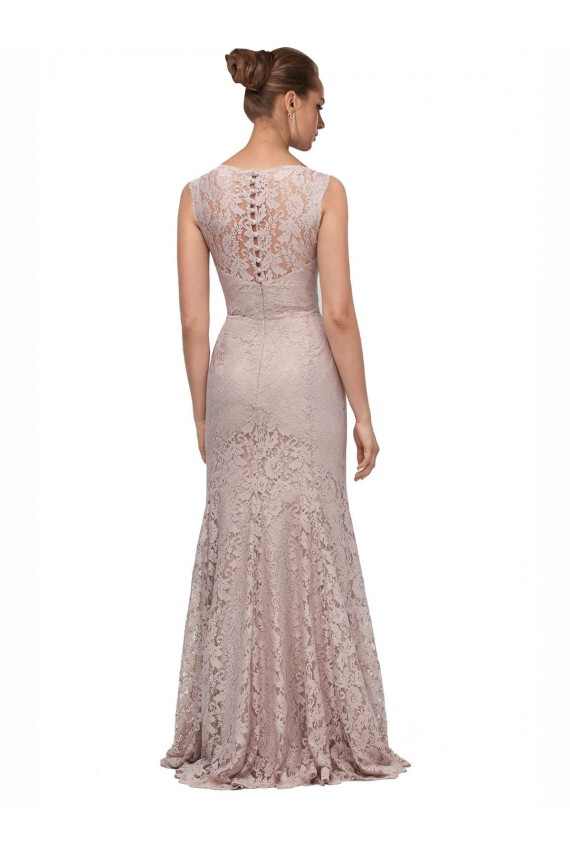 Long Sleeveless All Lace Bridesmaid Dress / Prom Dress with Scoop Neckline UK