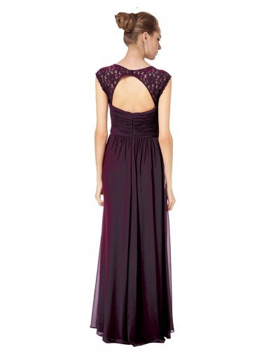 Long Chiffon Sweetheart Bridesmaid with Lace Straps and Keyhole Back UK