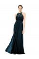 Lace Halter Bodice Long Chiffon Bridesmaid Dress UK