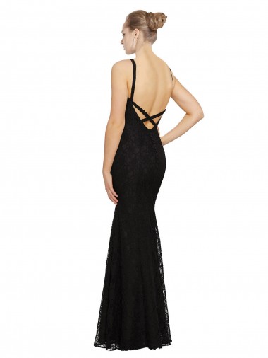 Fitted Lace Bridesmaids Dress with Jewel Neckline and Open Back UK