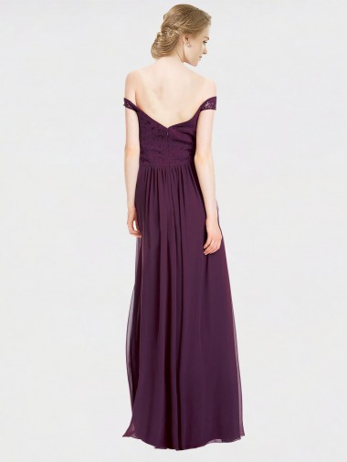 Sweetheart Long Bridesmaid Dress with Off the Shoulder Cap Sleeve Lace Bodice UK