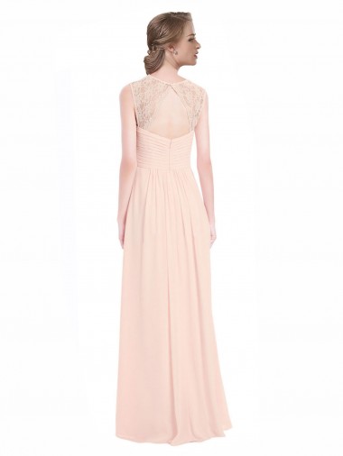 Sweetheart Chiffon Bridesmaid Dress with Lace Straps and Keyhole Back UK