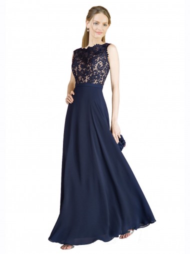 Bateaux Neckline A-Line Lace Bridesmaid Dress / Prom Dress with Top Nude Layer UK