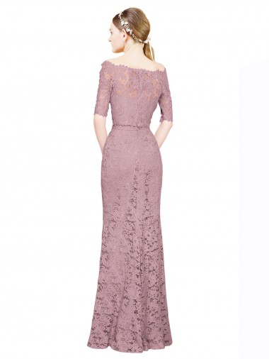 Short Sleeves Crop Top Mermaid Lace Bridesmaid Dress / Prom Dress UK