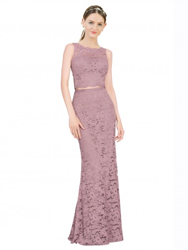 Sleeveless Crop Top High Neck Mermaid Lace Bridesmaid Dress / Prom Dress UK