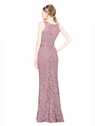 Sleeveless Crop Top High Neck Mermaid Lace Bridesmaid Dress / Prom Dress UK