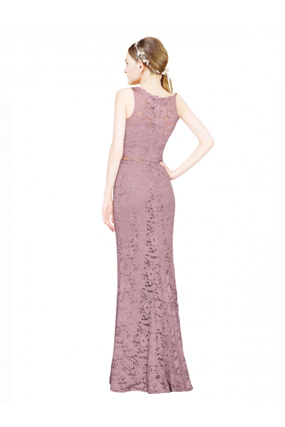 Sleeveless Crop Top High Neck Mermaid Lace Bridesmaid Dress / Prom Dress UK
