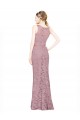 Sleeveless Crop Top High Neck Mermaid Lace Bridesmaid Dress / Prom Dress UK