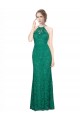 High Illusion Halter Neck Long Lace Bridesmaid Dress / Prom Dress UK
